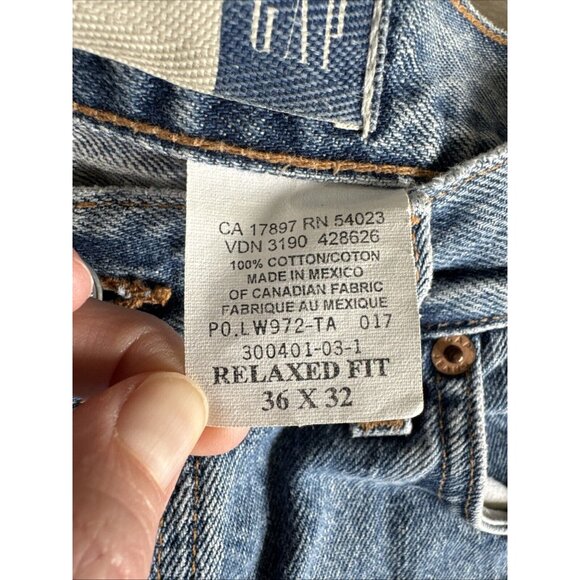 Vintage Gap Relaxed Fit Jeans Mens 36x32‎ Blue Distressed Y2K Denim Pants - Picture 10 of 10